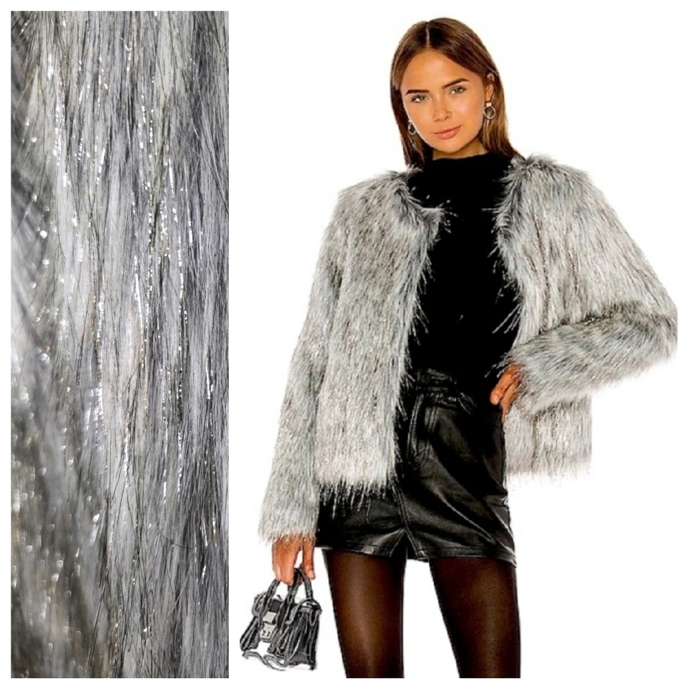NEW Unreal Fur Fire & Ice Metallic Jacket Coat
